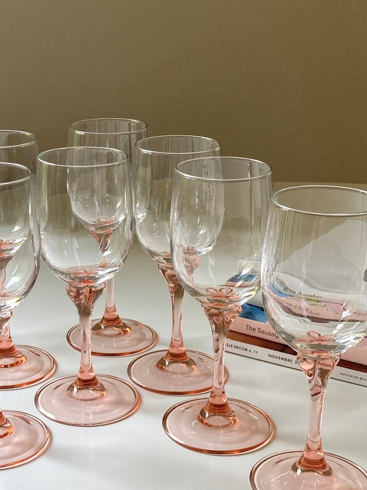 Set di 8 calici vintage con stelo rosa