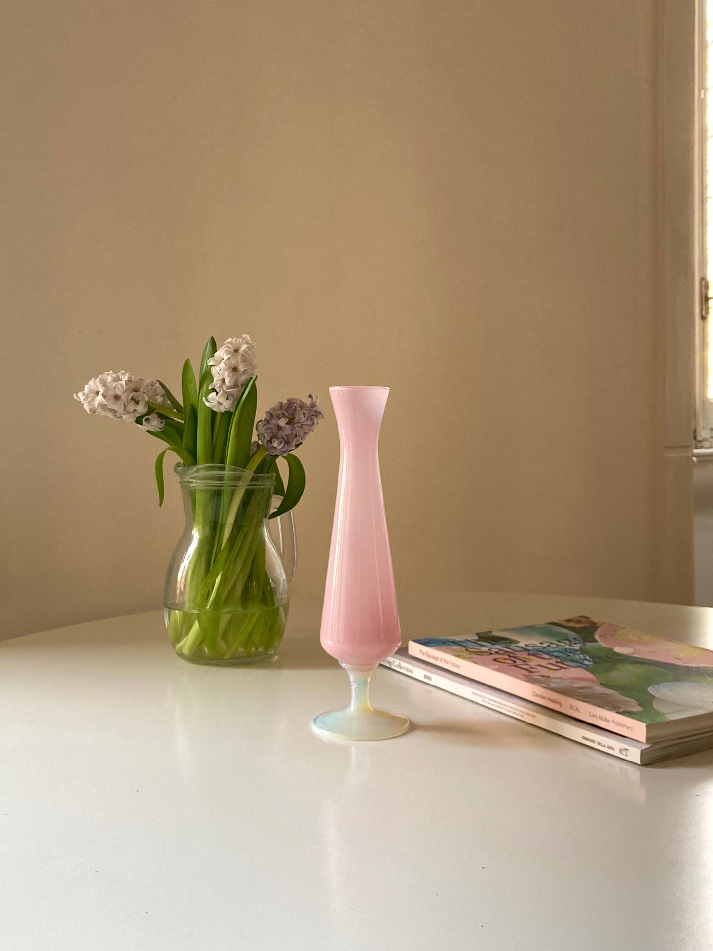 Pink opaline glass vase