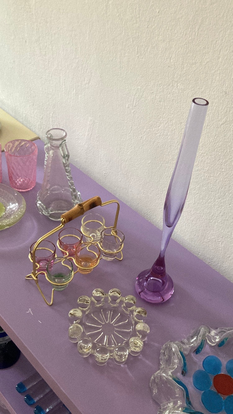 Vaso alto monofiore vintage viola