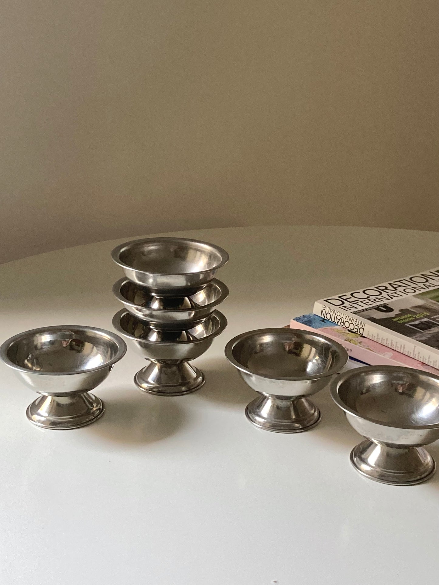 Set di 6 coppette vintage in acciaio