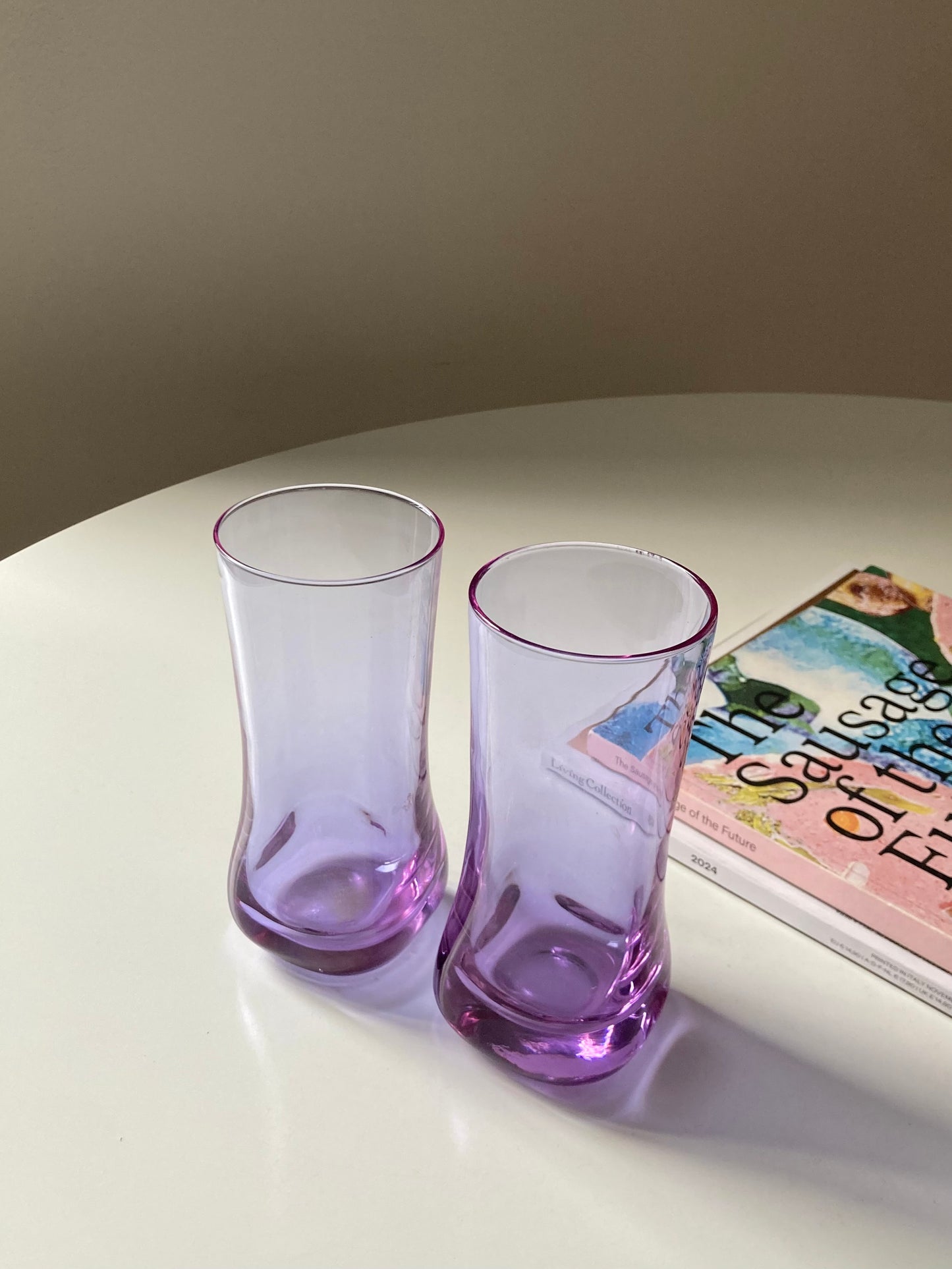 Ensemble de 4 grands verres en verre alexandrite