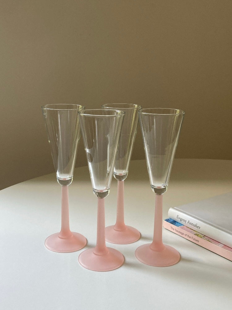 Set 4 flute stelo rosa satinato
