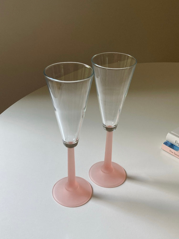 Set 4 flute stelo rosa satinato