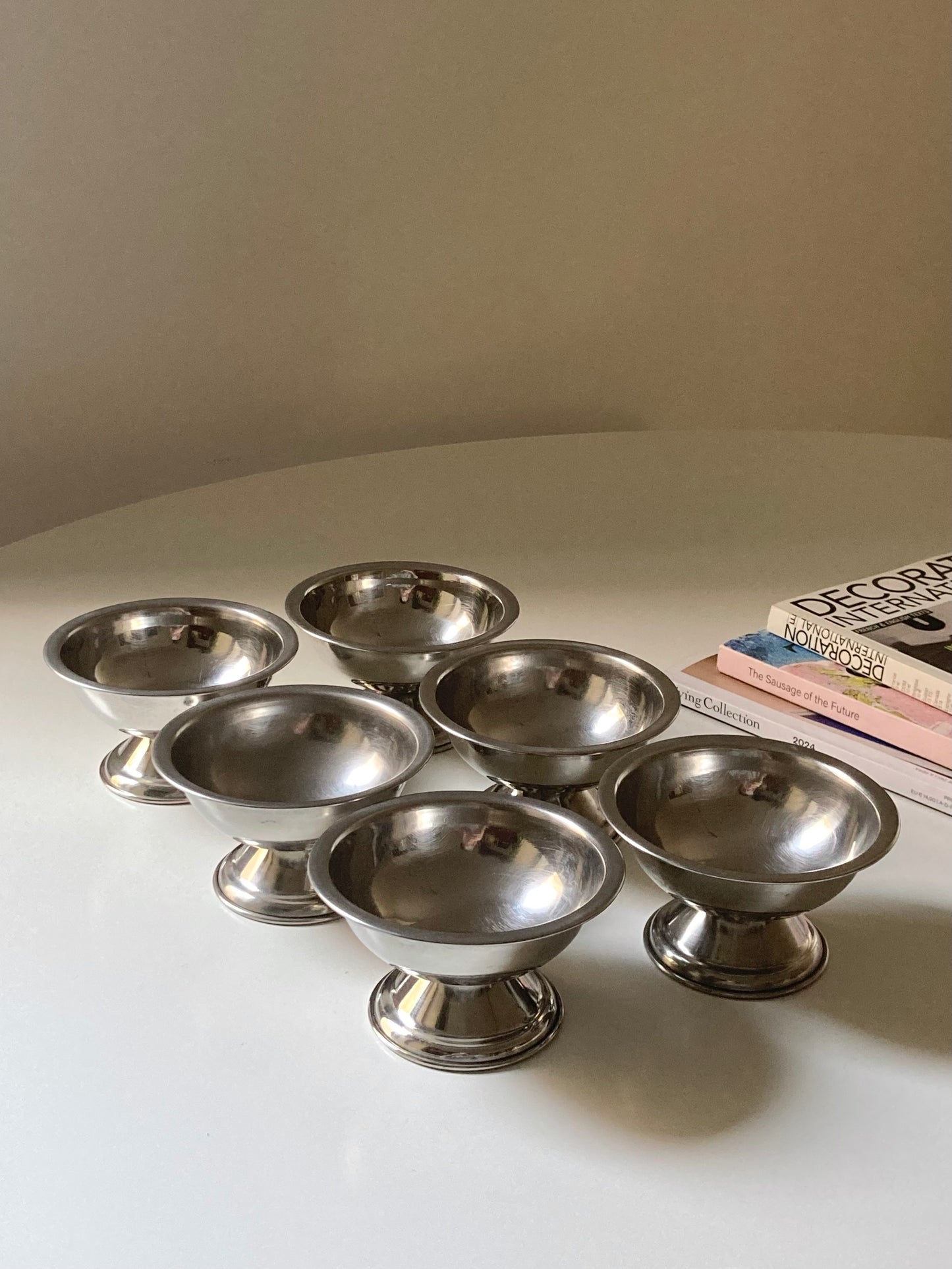 Set di 6 coppette vintage in acciaio