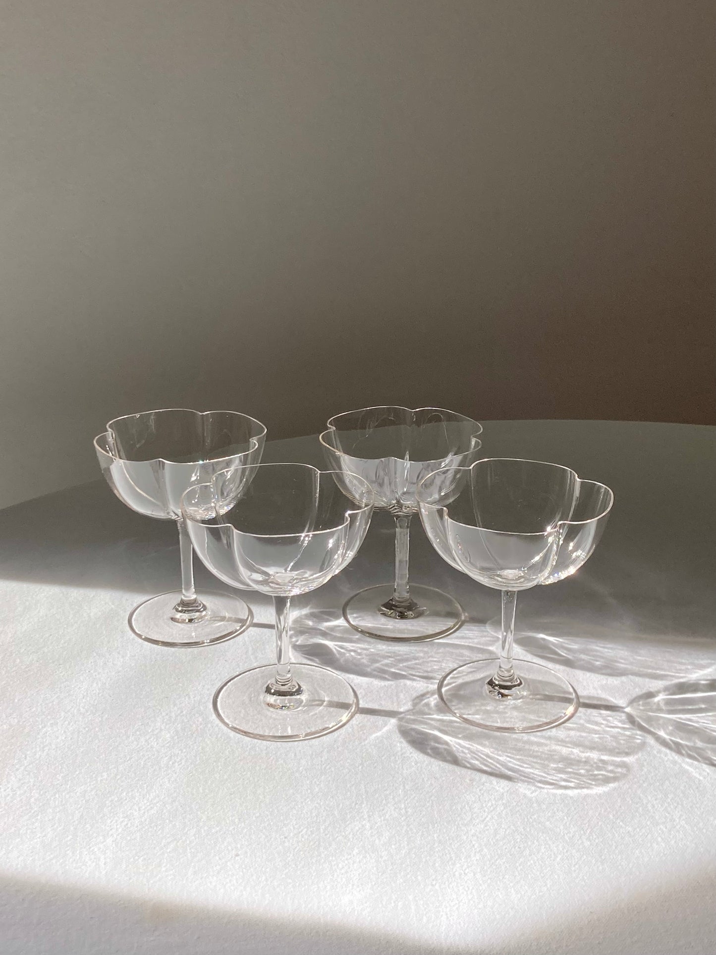 Flower-shaped blown glass goblets