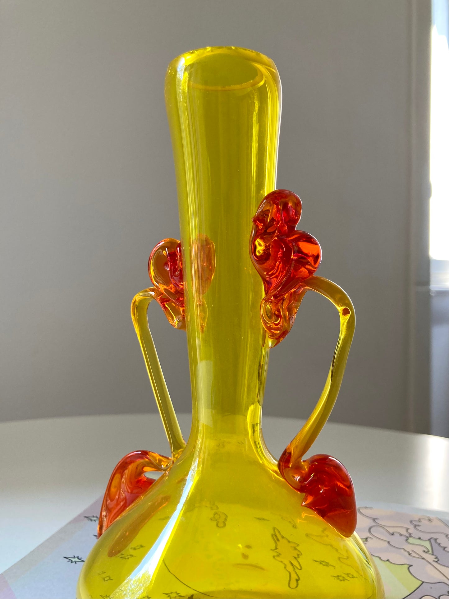 Vintage yellow and orange glass vase