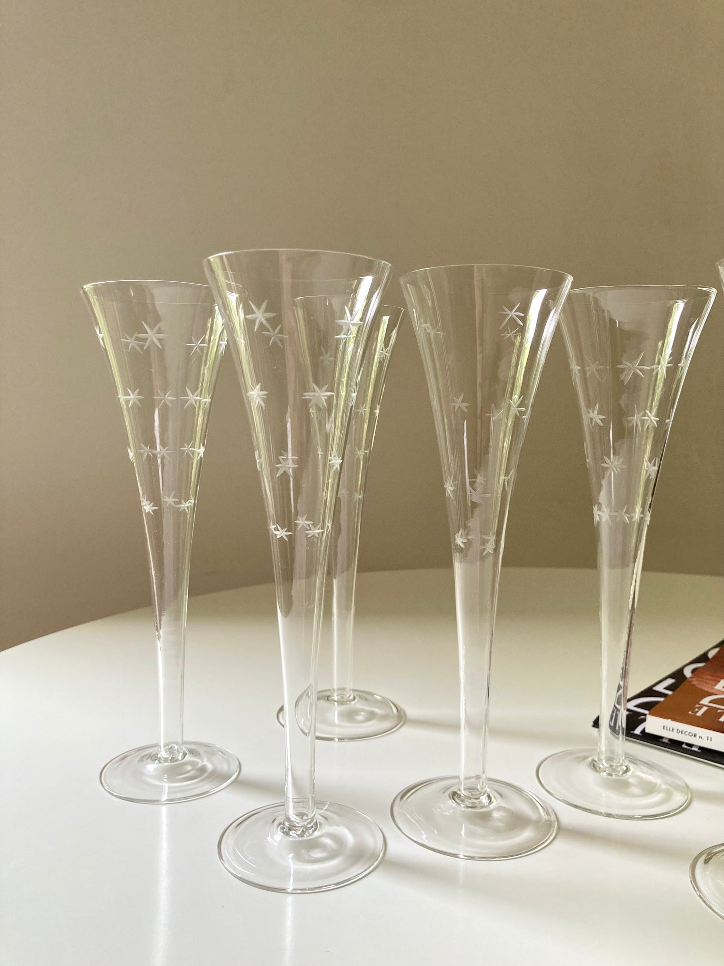 Set di 6 flute vintage con stelline