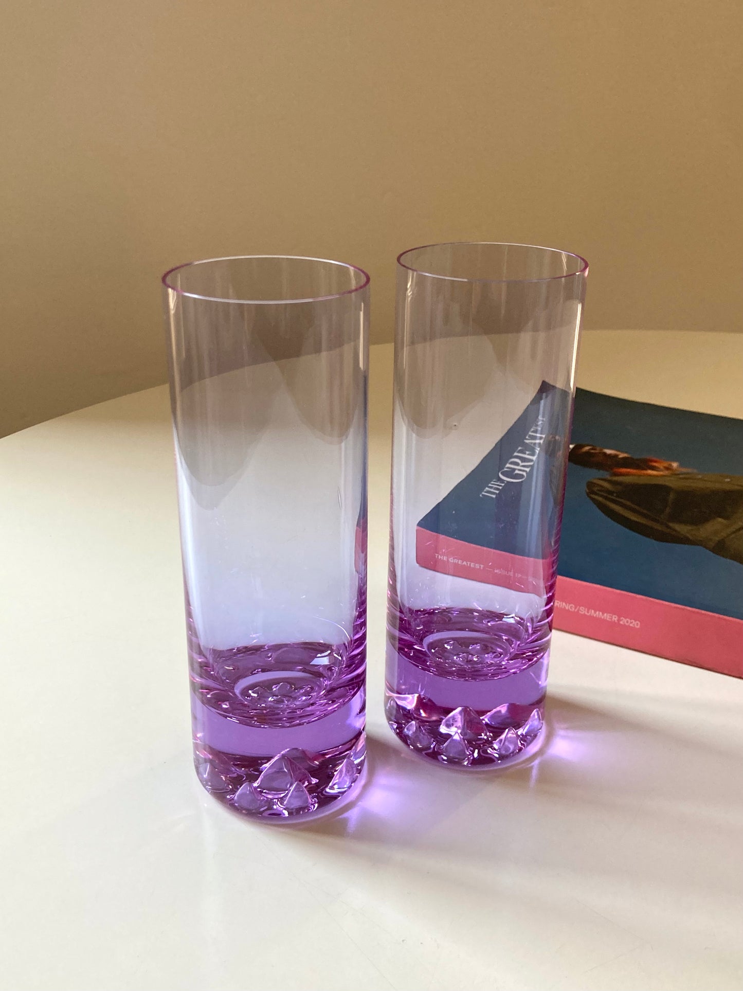 Set of 6 tall glasses in alexandrite glass