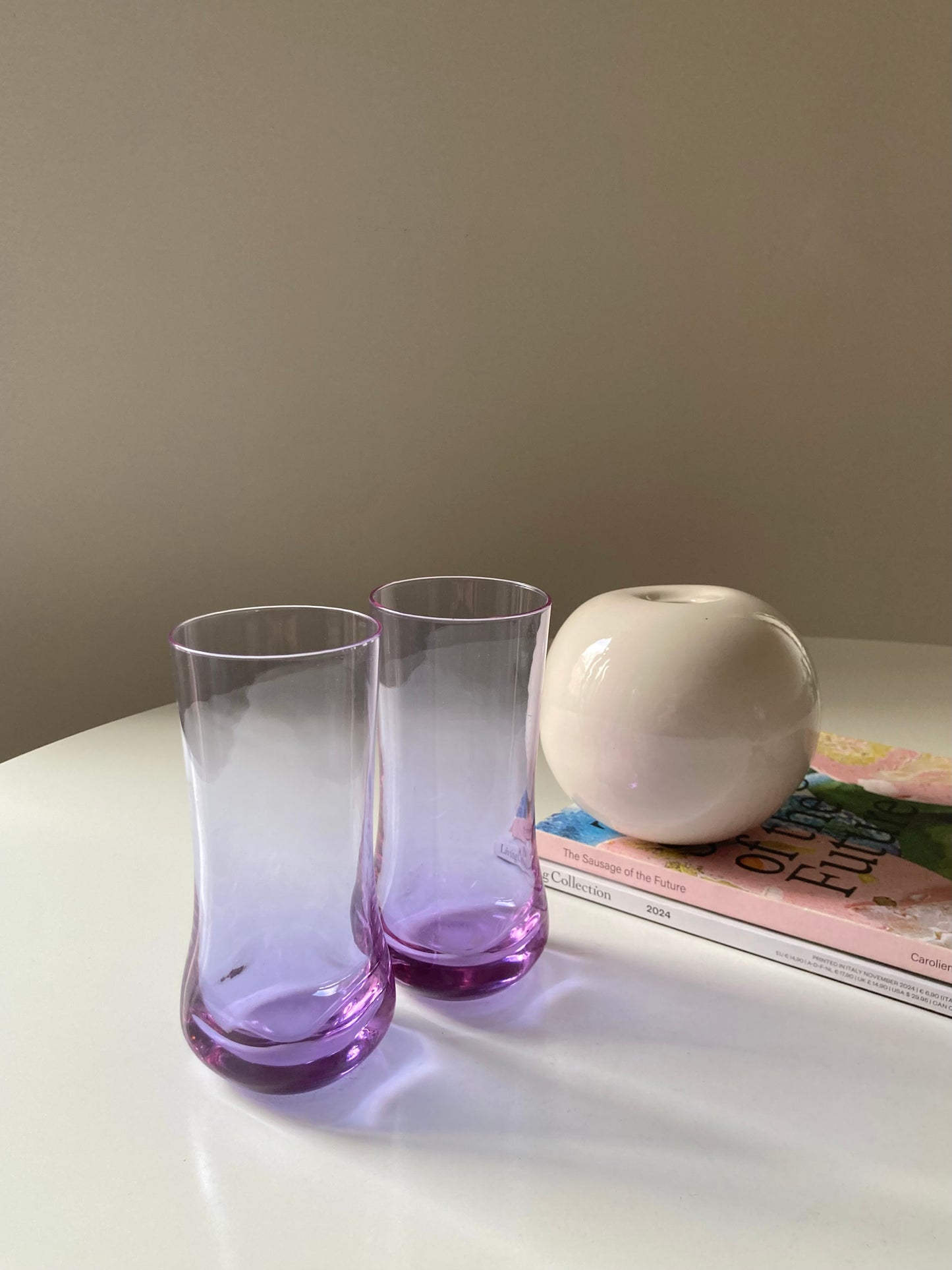 Ensemble de 4 grands verres en verre alexandrite