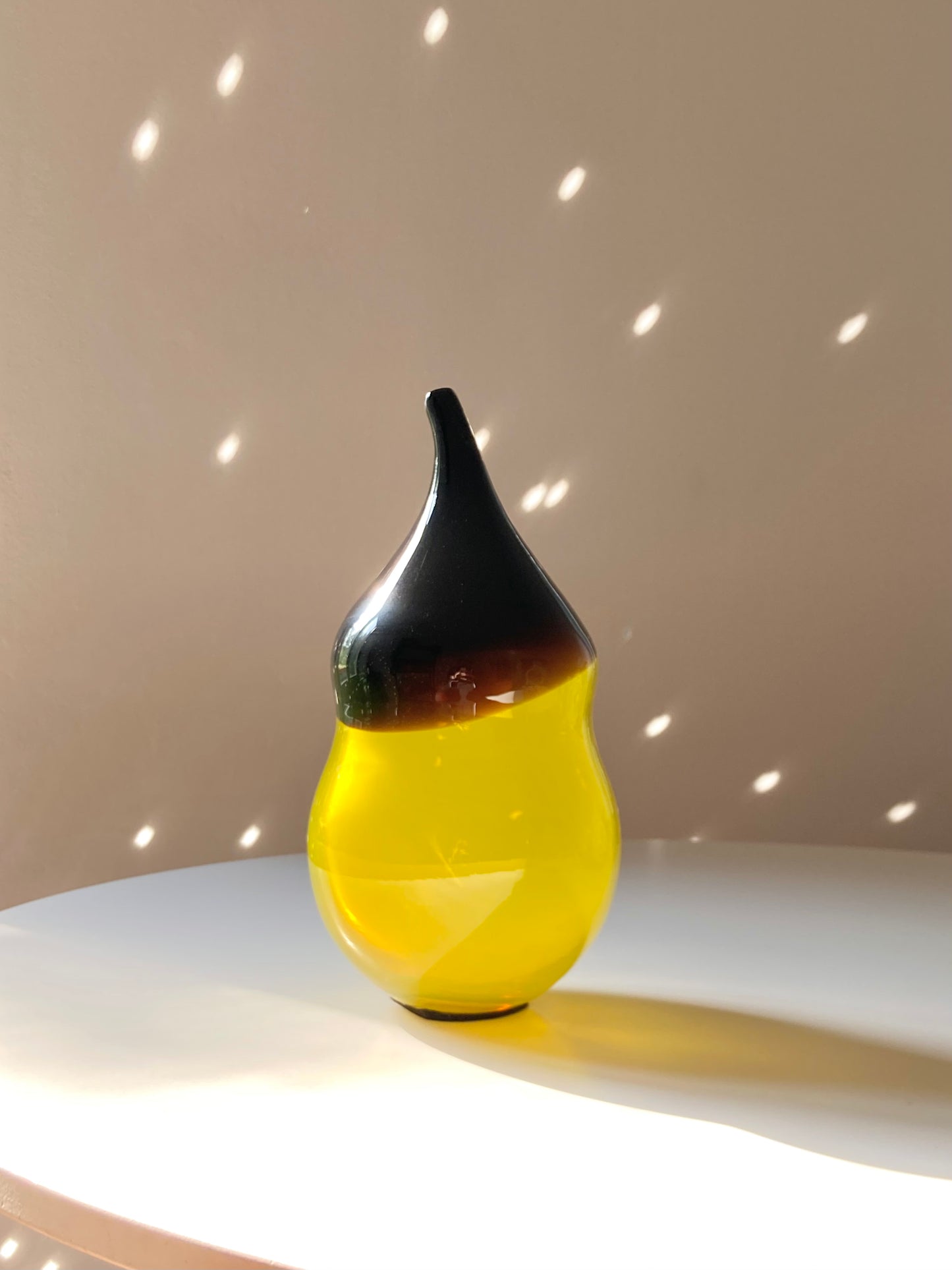 Large decorative yellow and brown glass vase