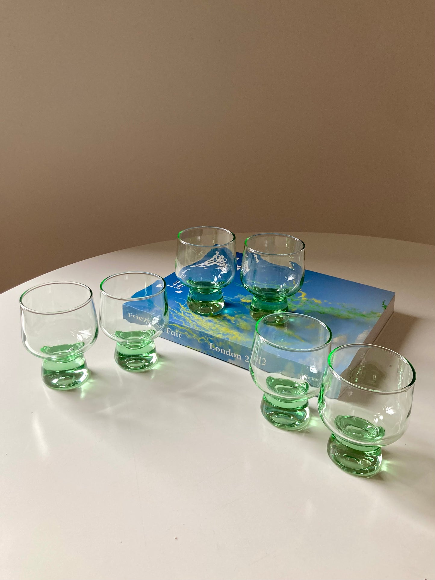 Set of 6 vintage green glasses