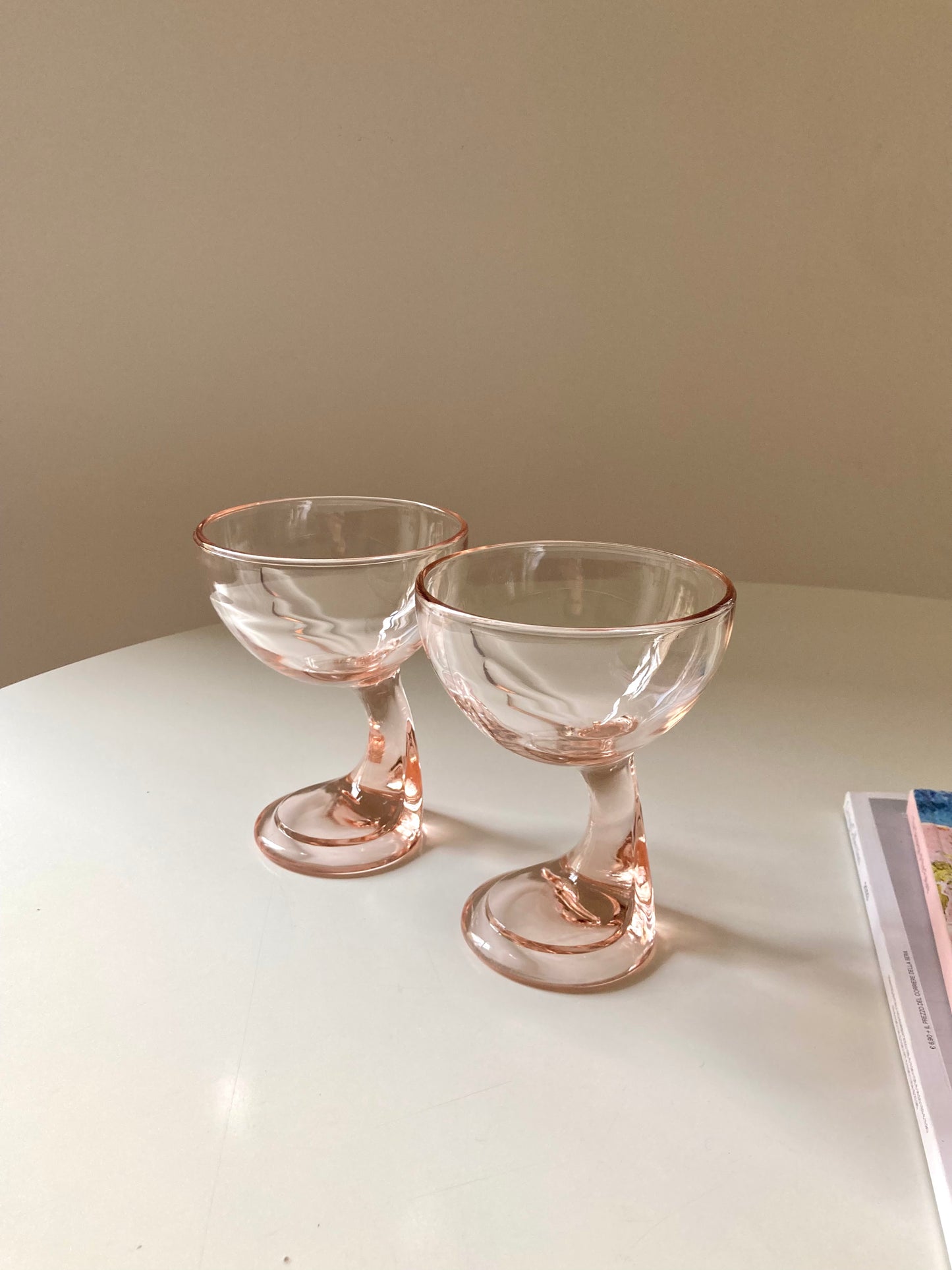 Pink glass dessert cups