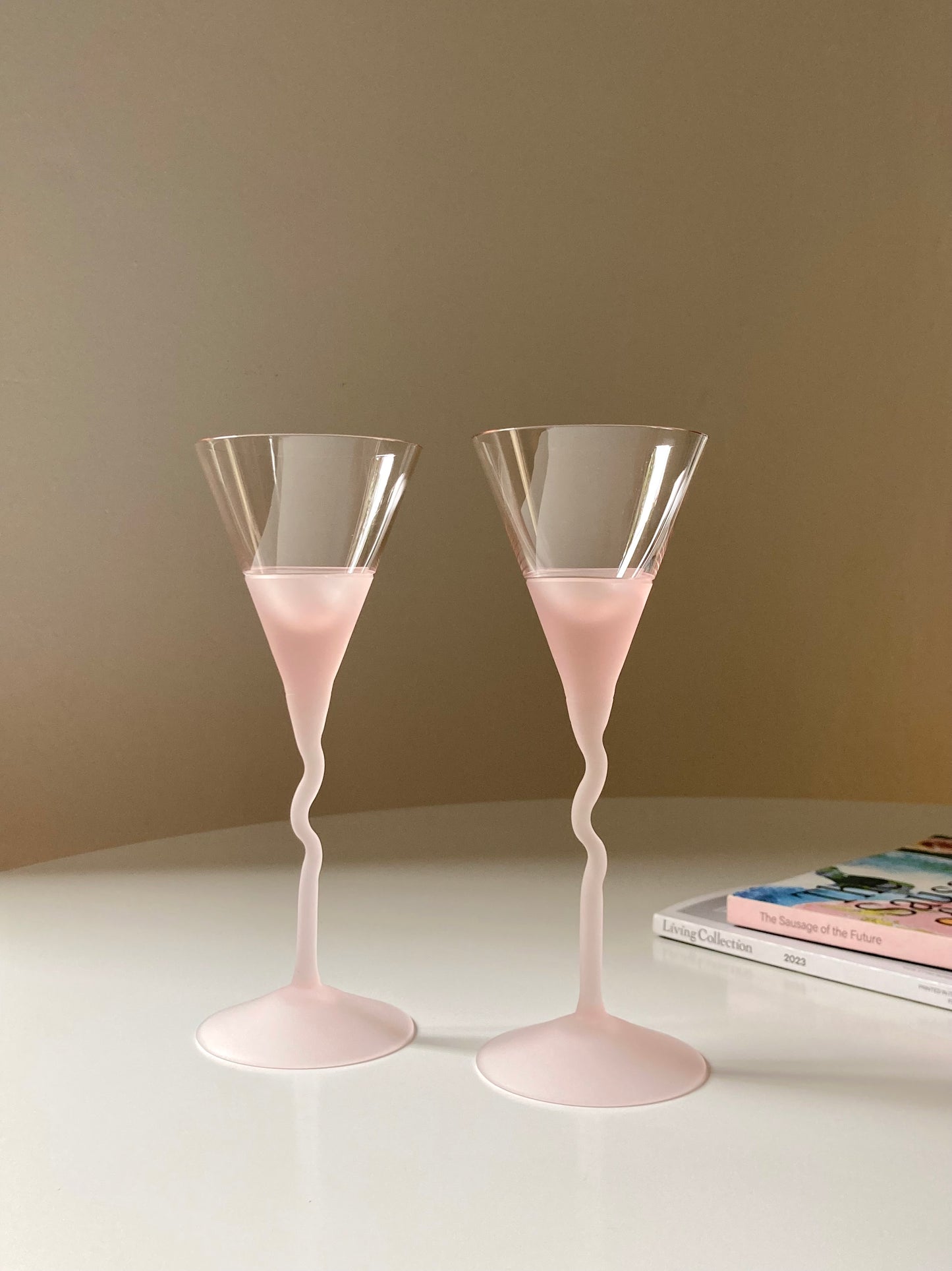 Set of 6 pink Bohemia crystal glasses