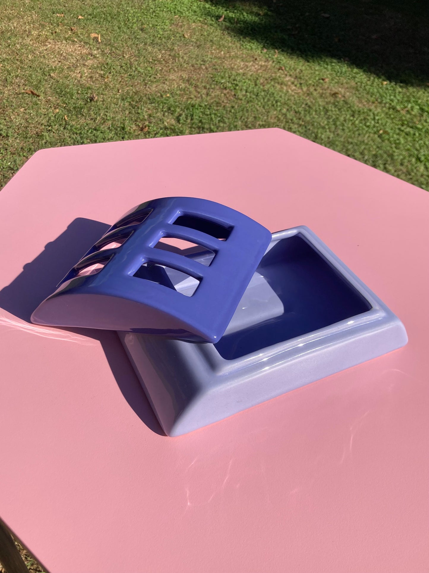 Vaso in ceramica azzurro e indaco