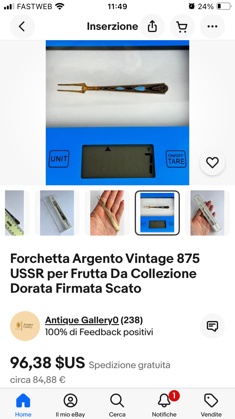 Forchettina da frutta vintage in argento