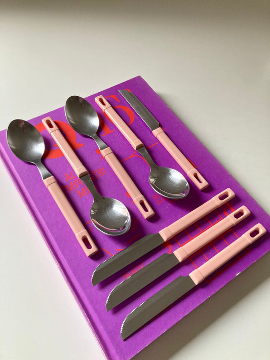 Set 8 posate Abert con manico rosa