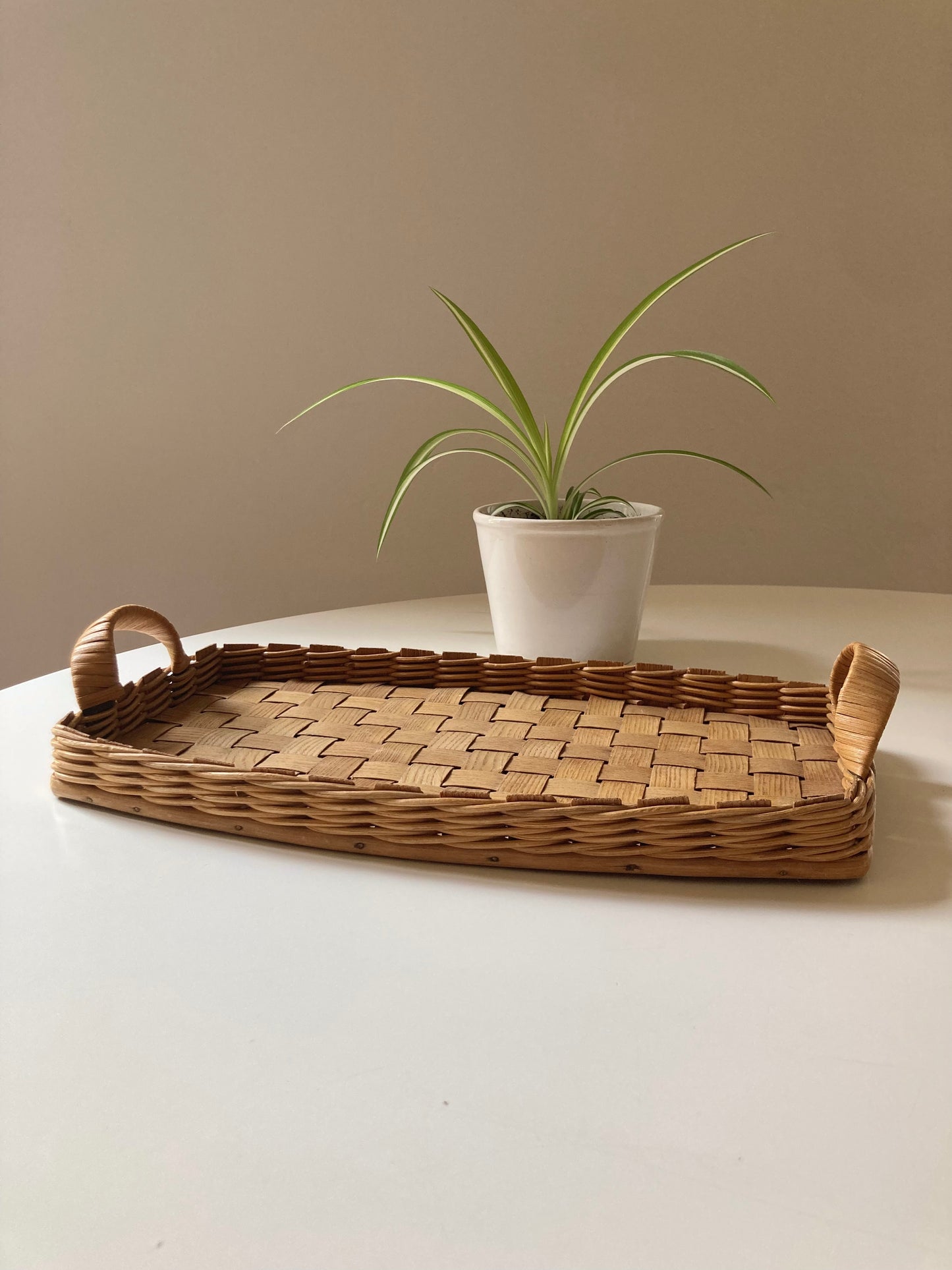 Vintage woven wooden tray