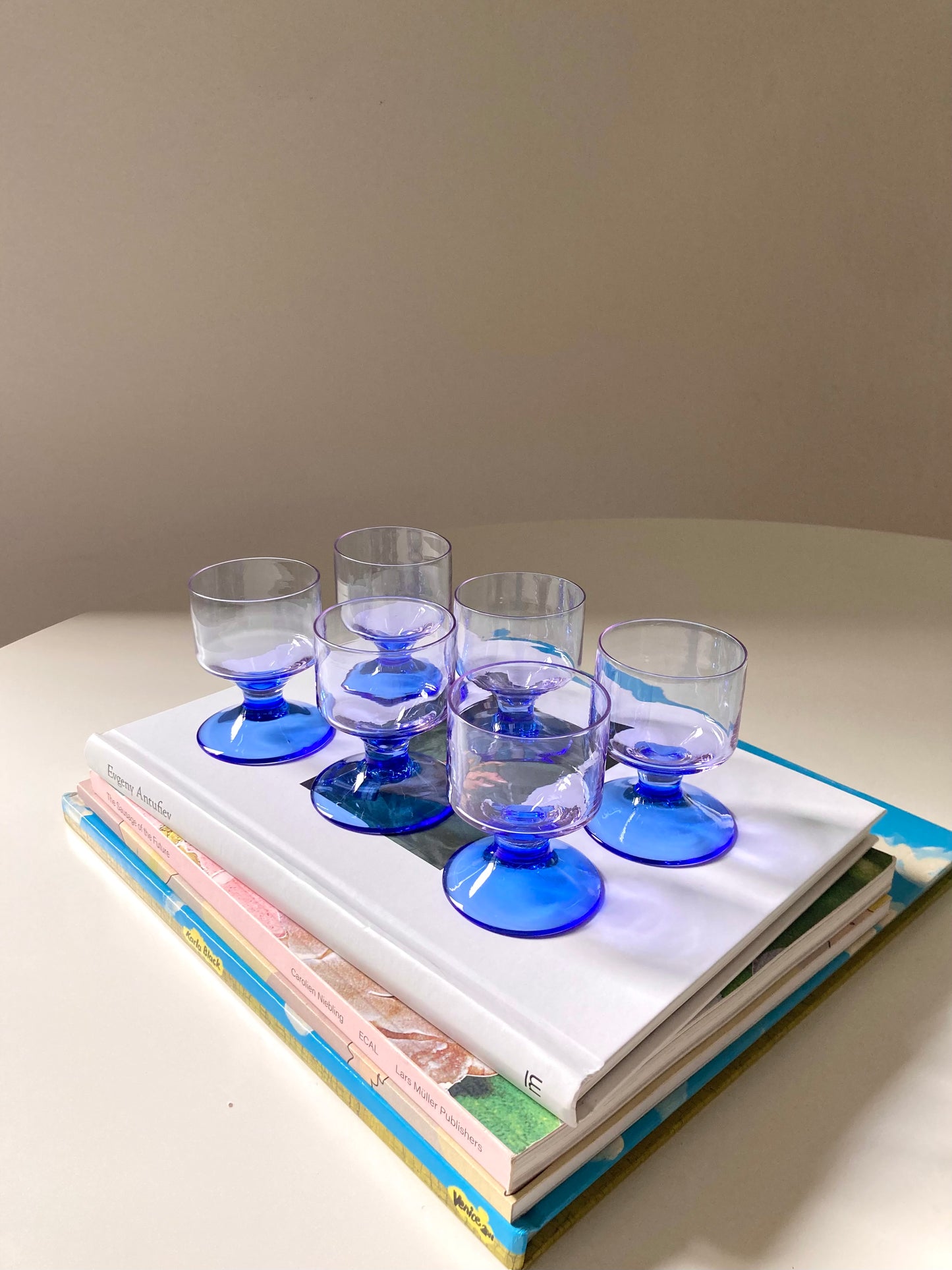 Set of 6 purple and blue bitter glasses