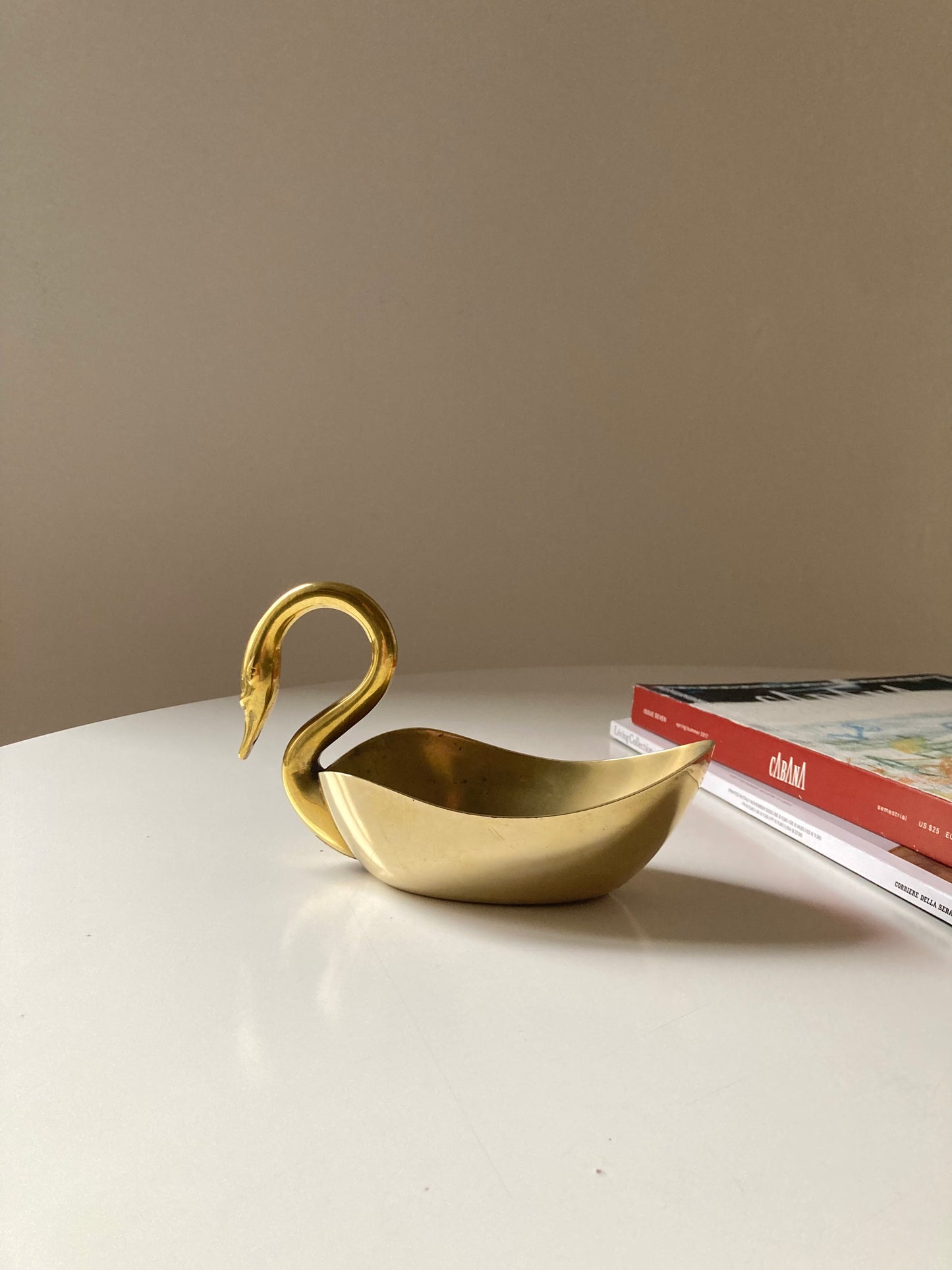 Brass swan-shaped bowl