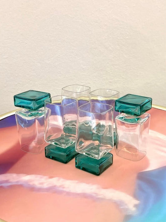 Set 6 bicchieri da amaro a base blu