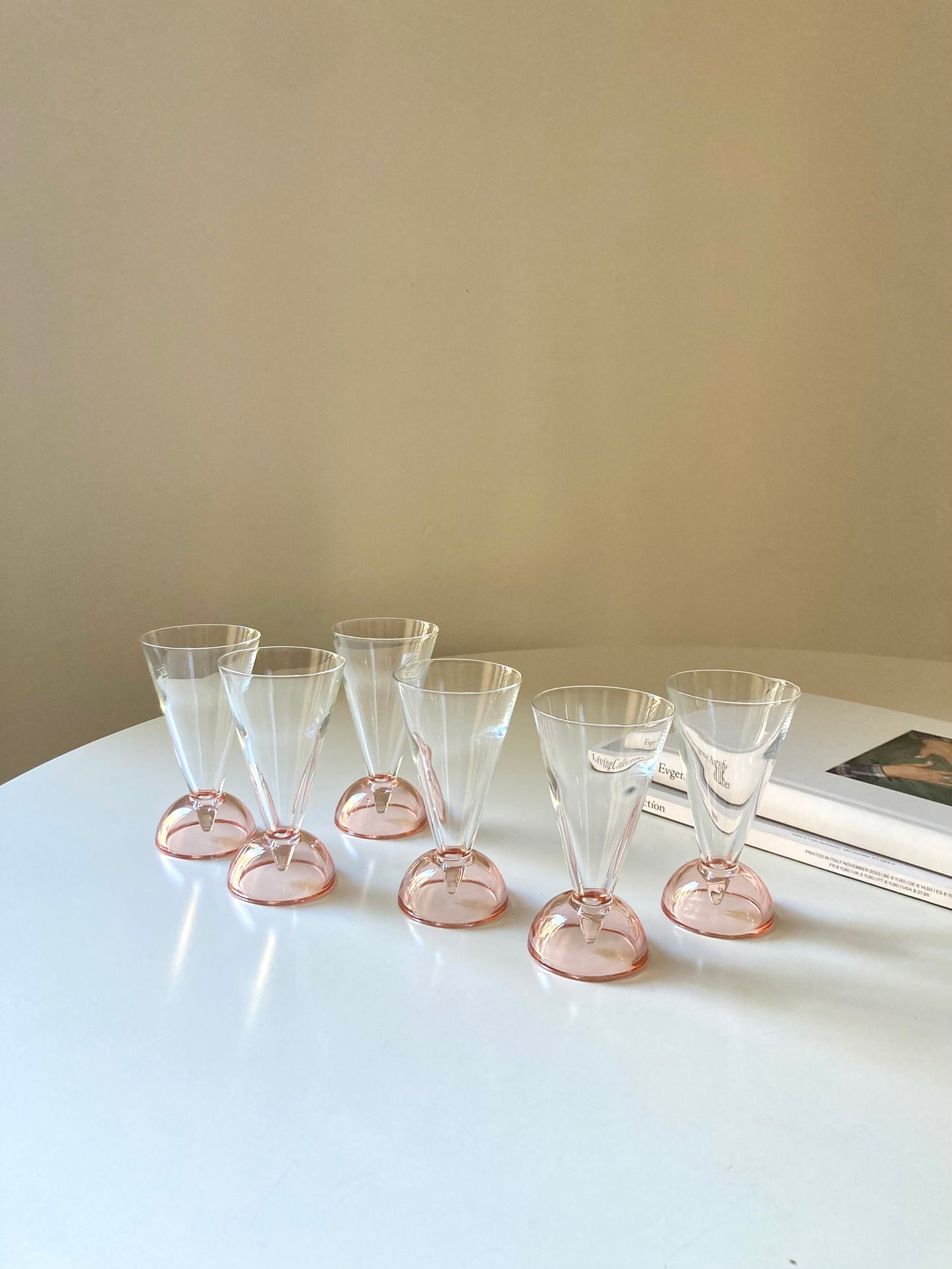 Steel cups and glasses with pink base