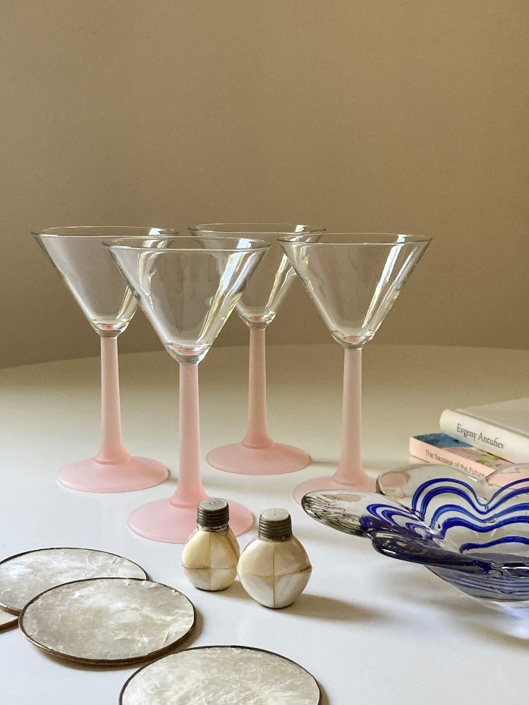 Set 4 calici coppa Martini stelo rosa satinato