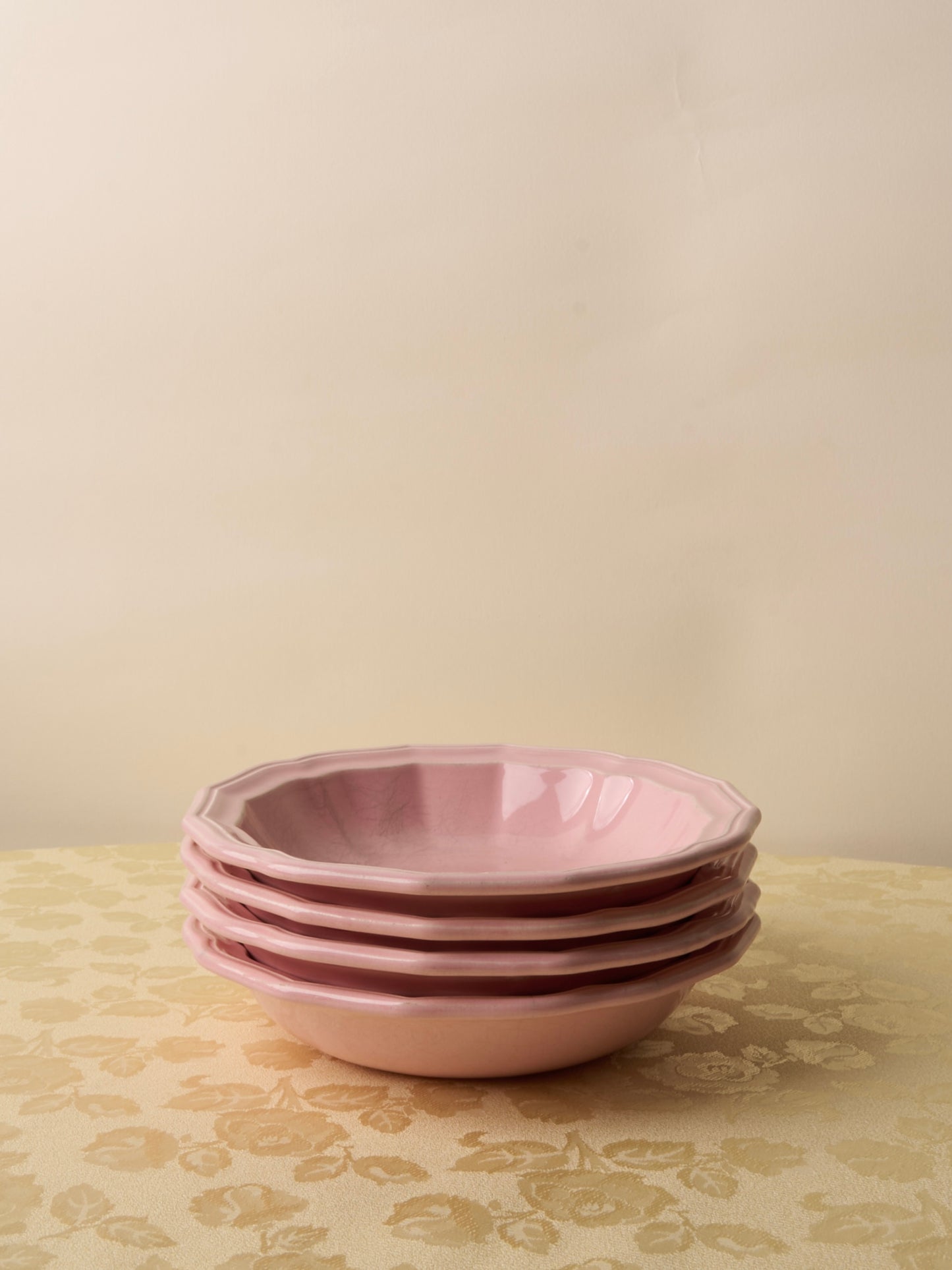 Set of 4 pink French ceramic bowls