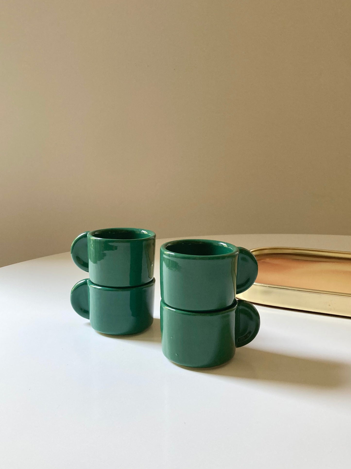 Set 4 tazzine da caffè verde bosco