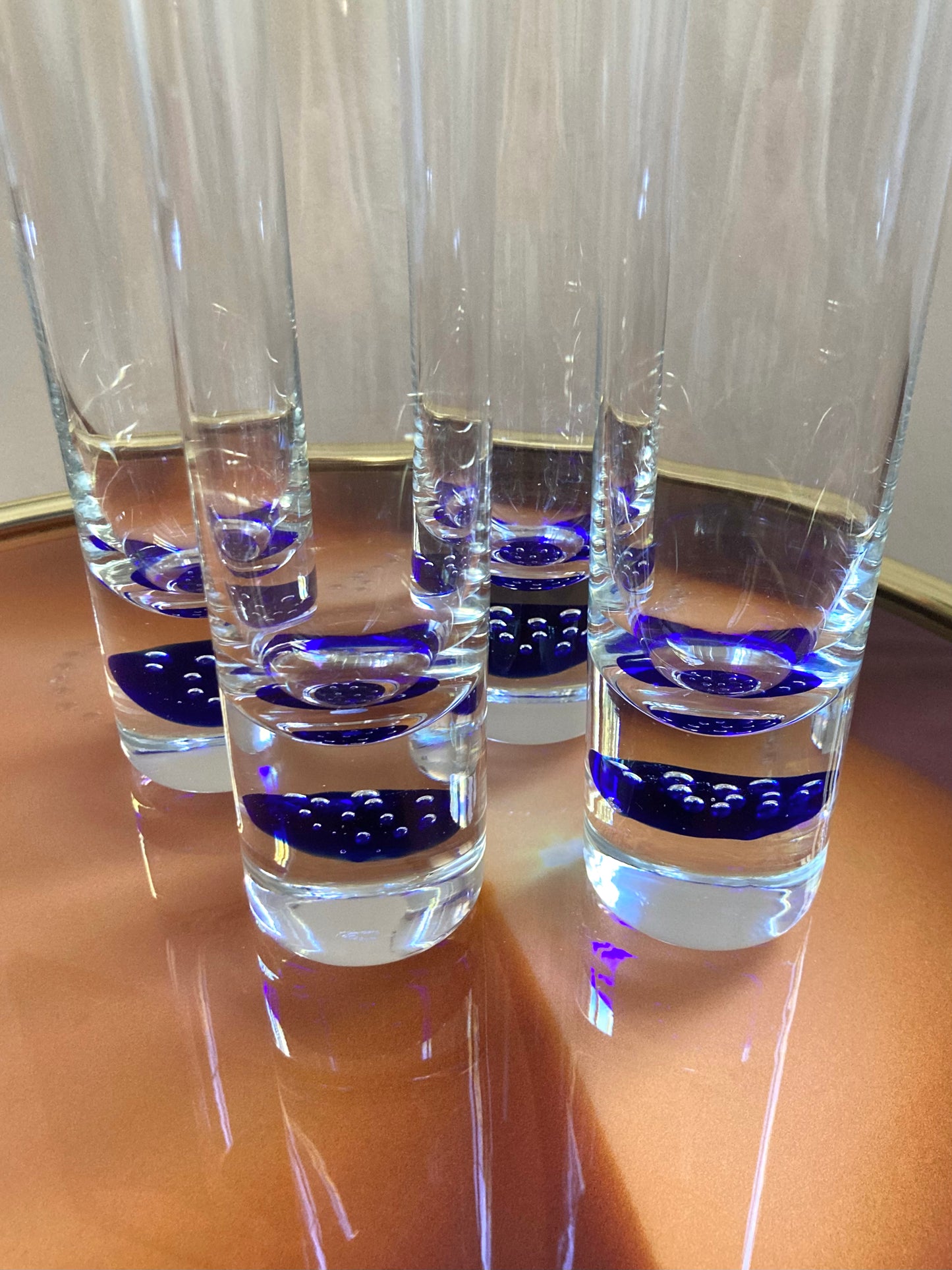 Set of 4 Murano glasses with blue base