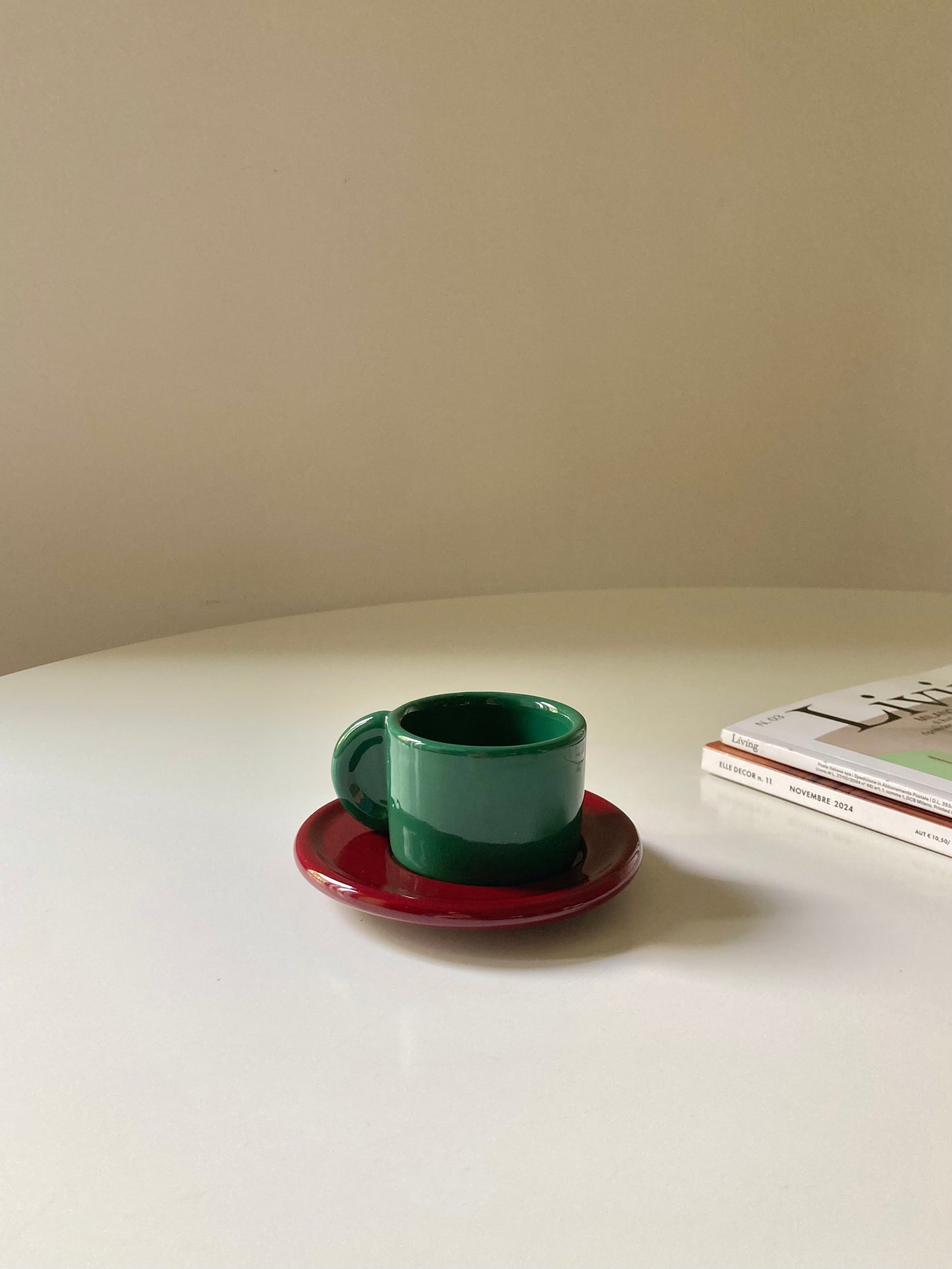 Set 4 tazzine da caffè rosse e verdi