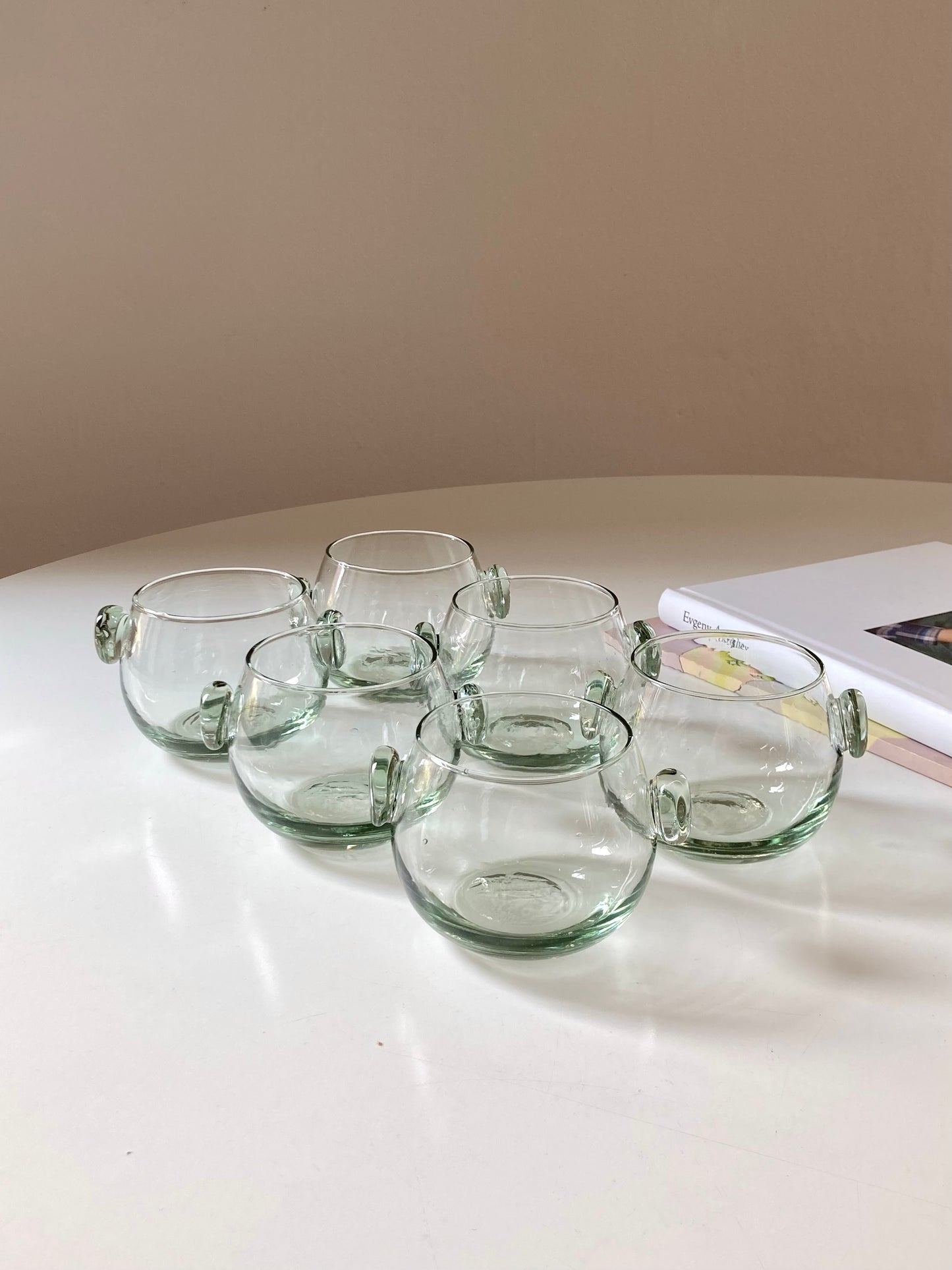 Set of 6 handmade round glasses