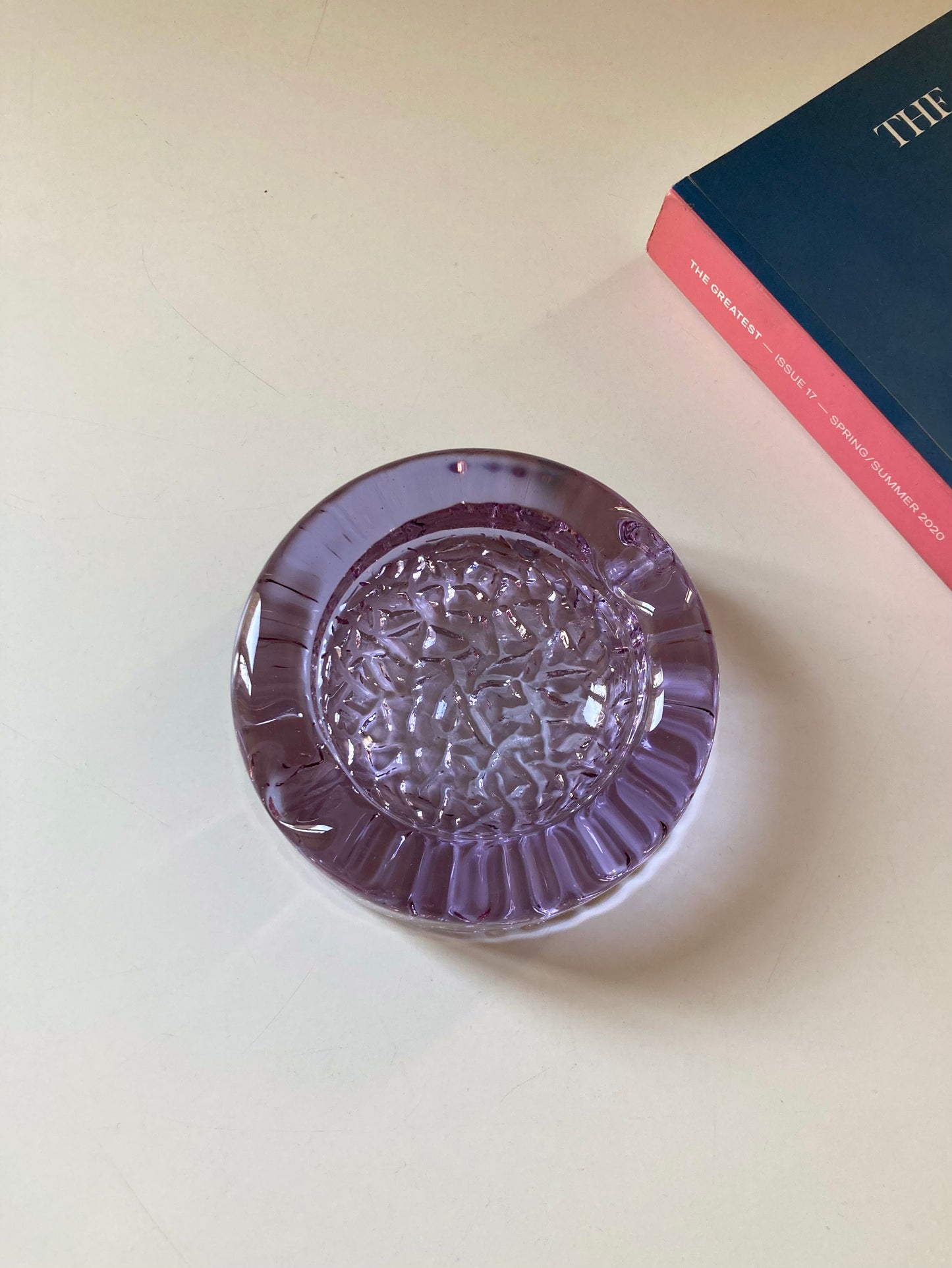 Alexandrite purple glass ashtray