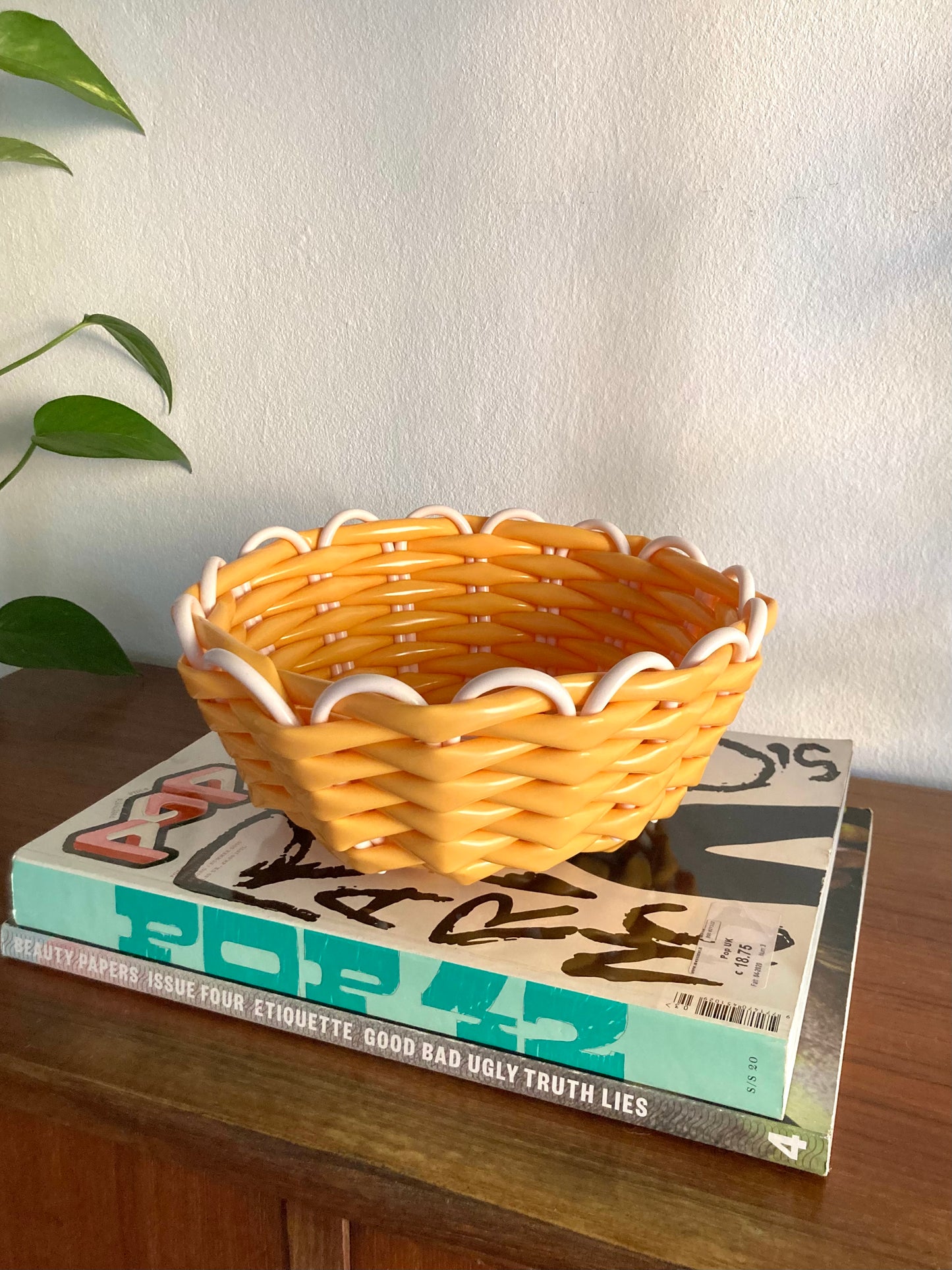 Handmade plastic woven basket