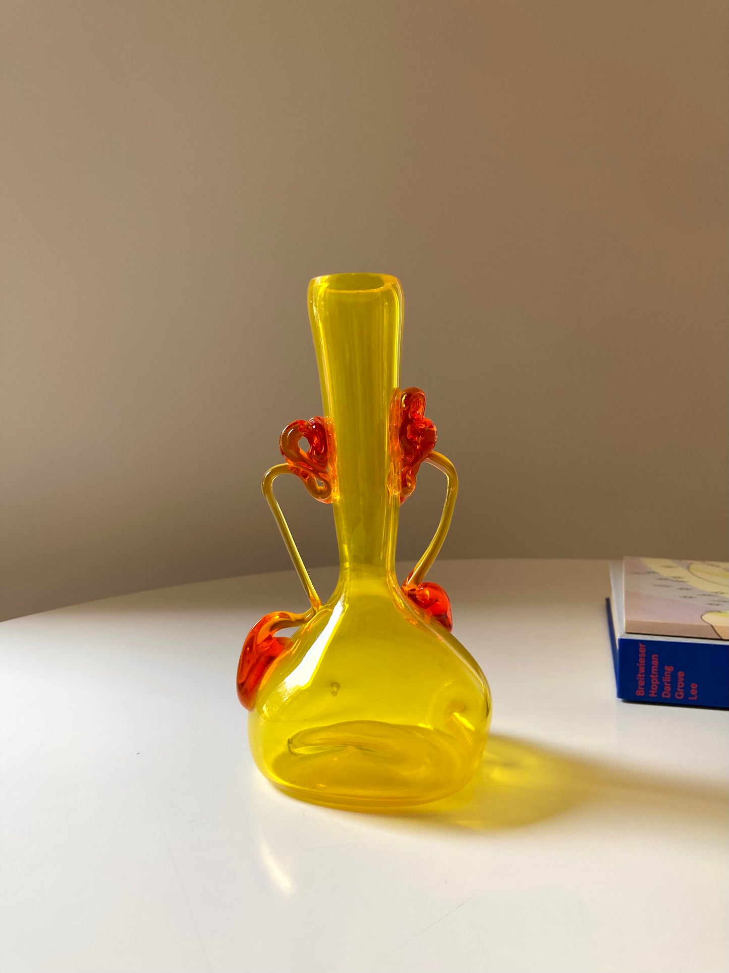 Vintage yellow and orange glass vase