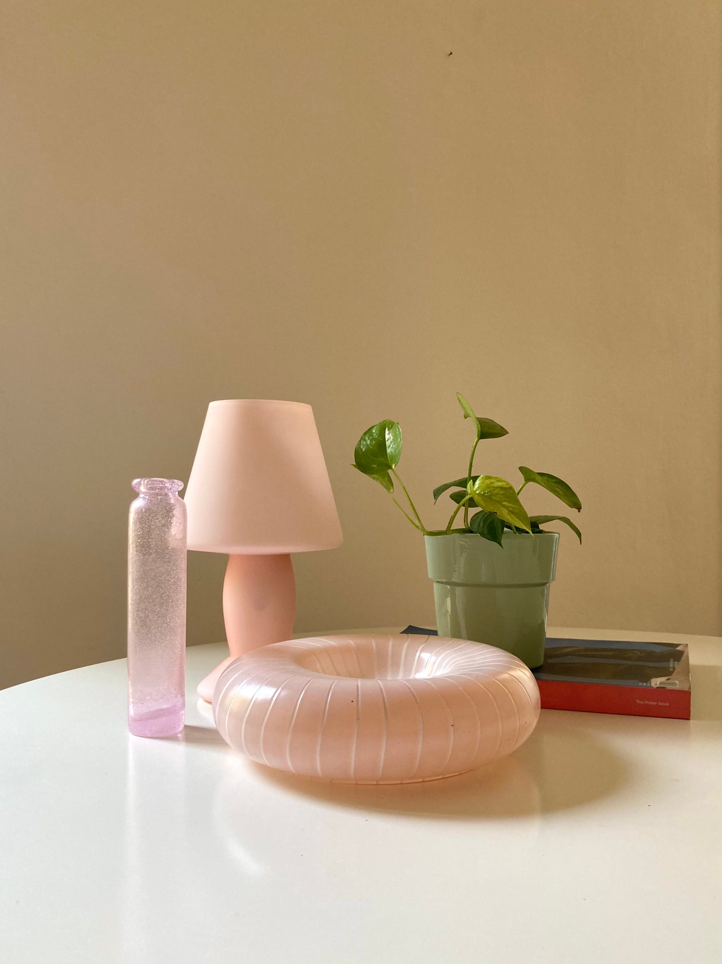 Pastel pink glass lamp