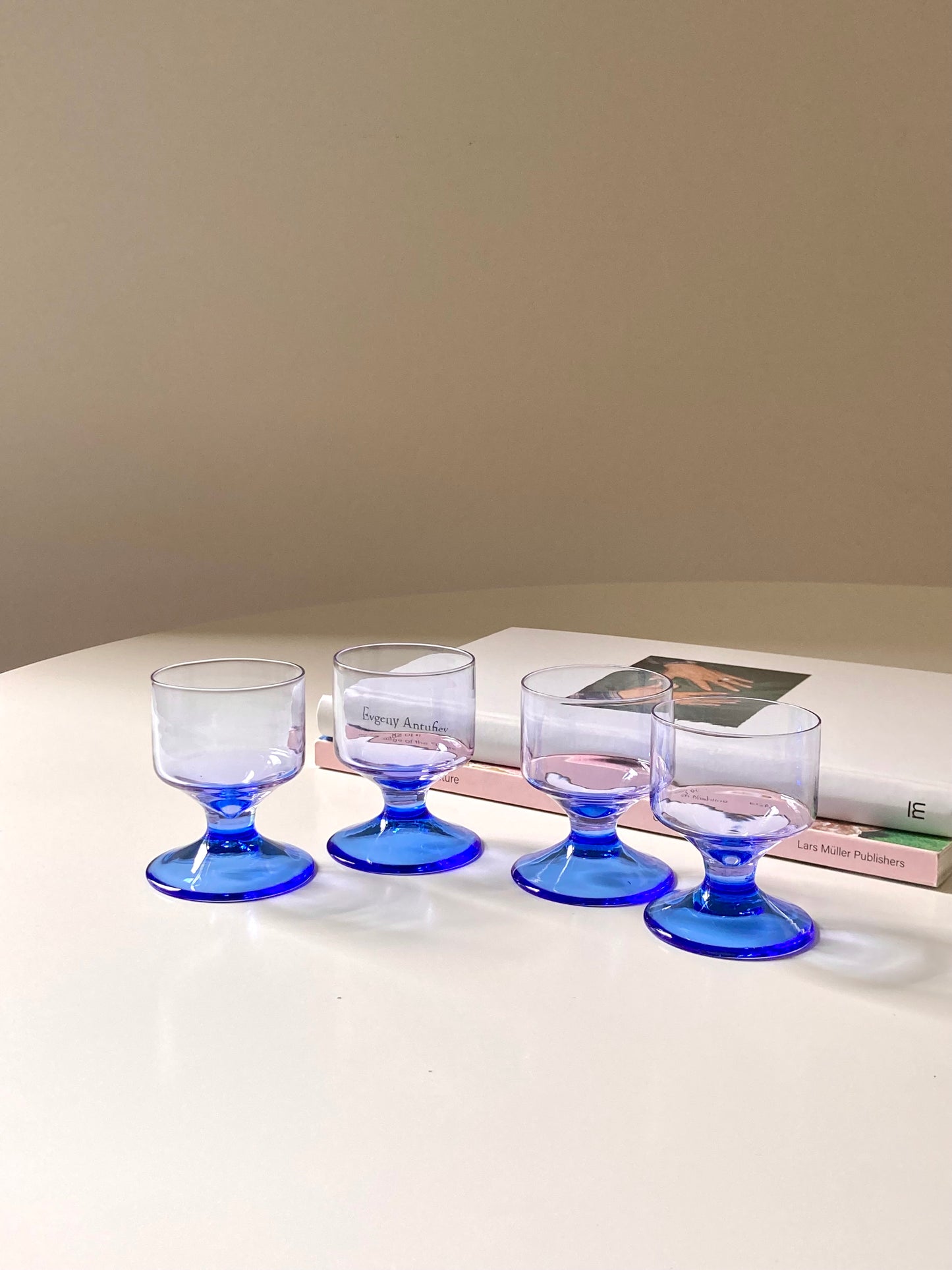 Set of 6 purple and blue bitter glasses