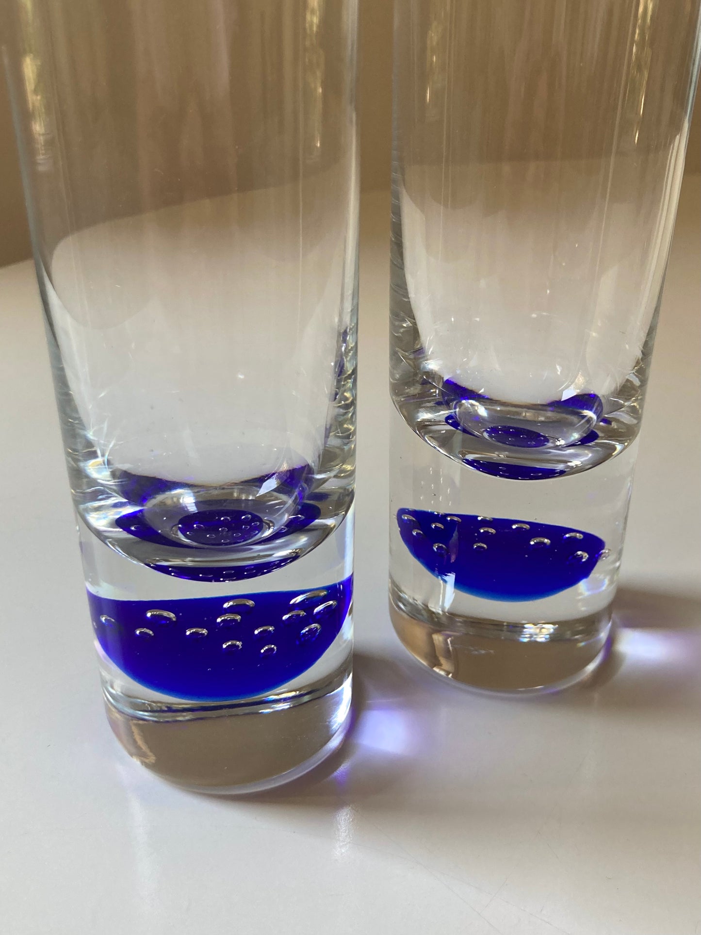 Set of 4 Murano glasses with blue base