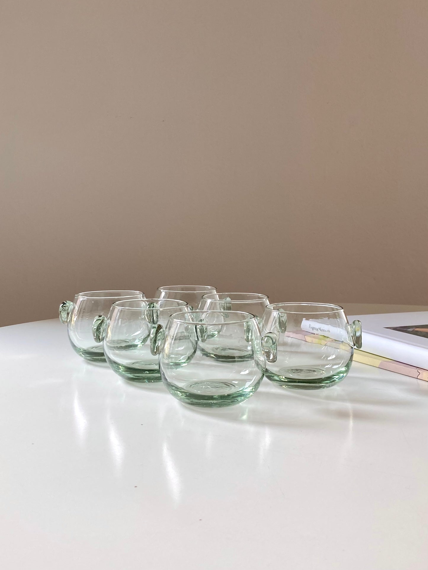 Set of 6 handmade round glasses