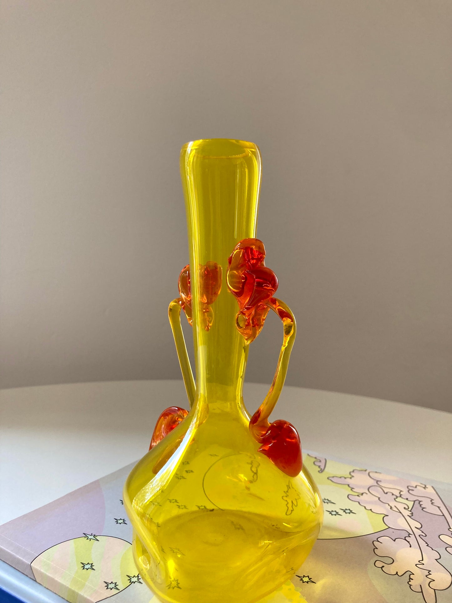 Vintage yellow and orange glass vase