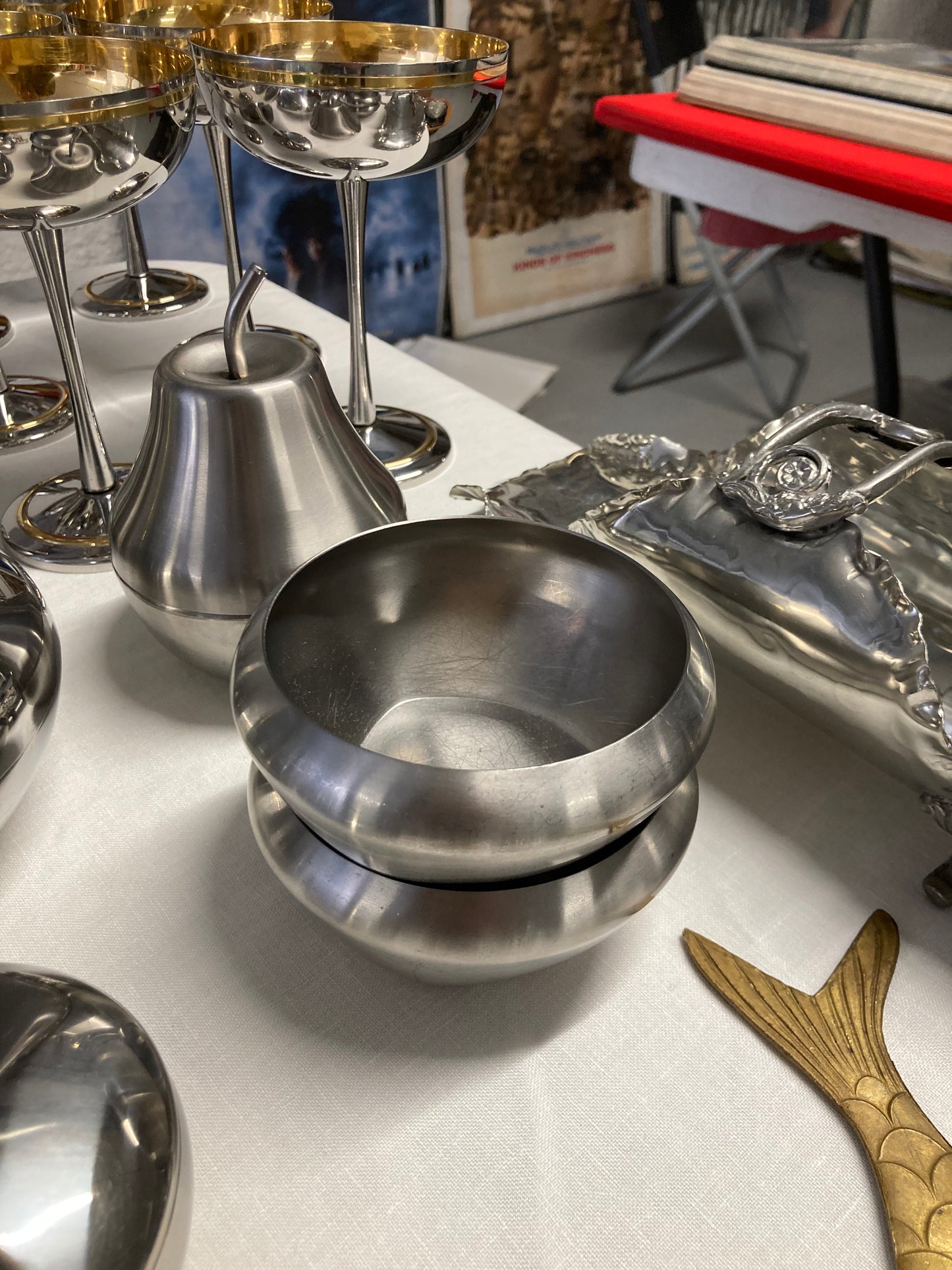 Couple of metal dessert bowls